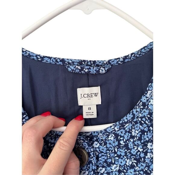 J. Crew Factory Blue Floral Quilted Button Front Jacket size 8 - Picture 4 of 10